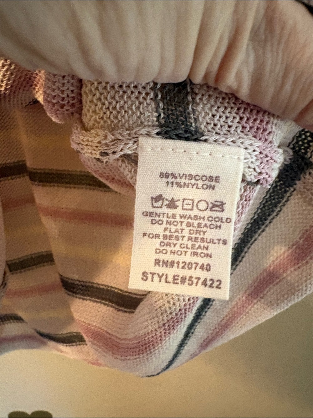 NWT Mystree Striped Lightweight Knit Tank Top Beige Pastel Size L - Picture 5 of 10